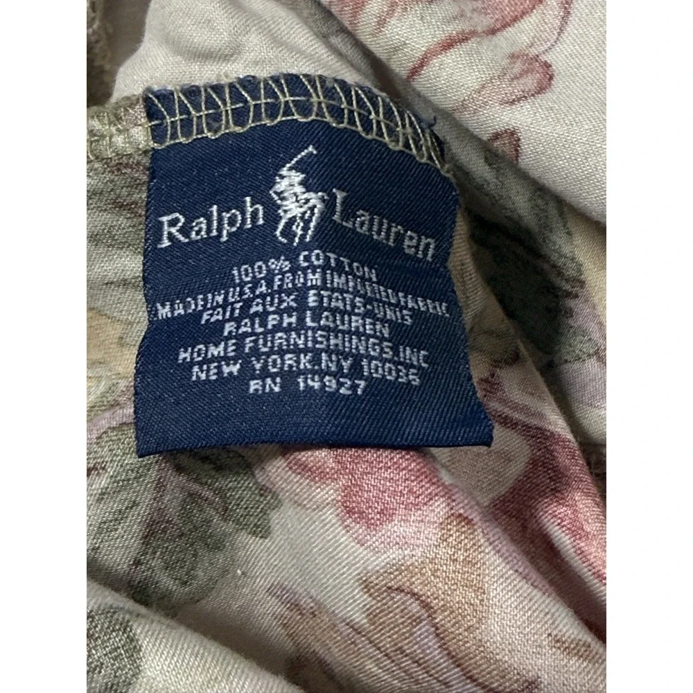 Ralph Lauren Pillowcase Set Guinevere Aragon Ruffled‎ Standard Vtg Floral Sateen